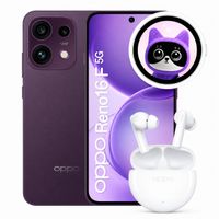 Combo: Celular Oppo Reno16 F 5G 256GB, 8GB RAM, cámara 50MP, frontal 50MP, 6.57"", vino + Enco Buds2 + Oppo Bubble
